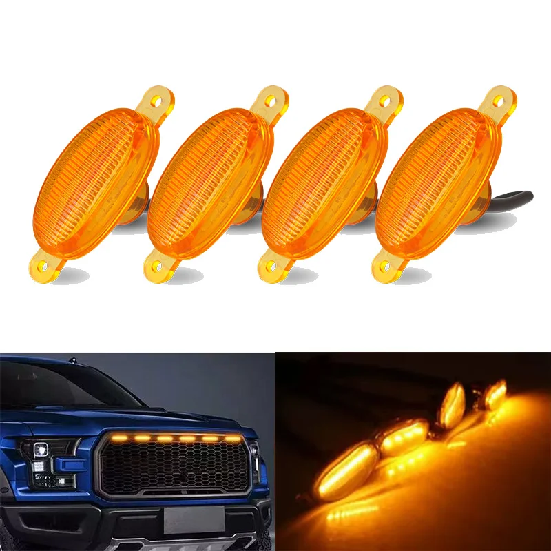 

Universal Car Front Grille Lighting 12V 24V LED Emergency Warning Lights Daytime Running Lamp Amber Signal Lamp For Ford Toyota