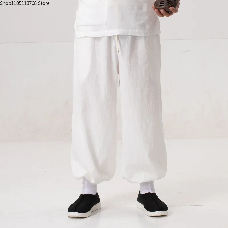 Taoist Priest Pants Men Women Martial Arts Practice Costumes Performance Pants Loose Baggy Pants Summer