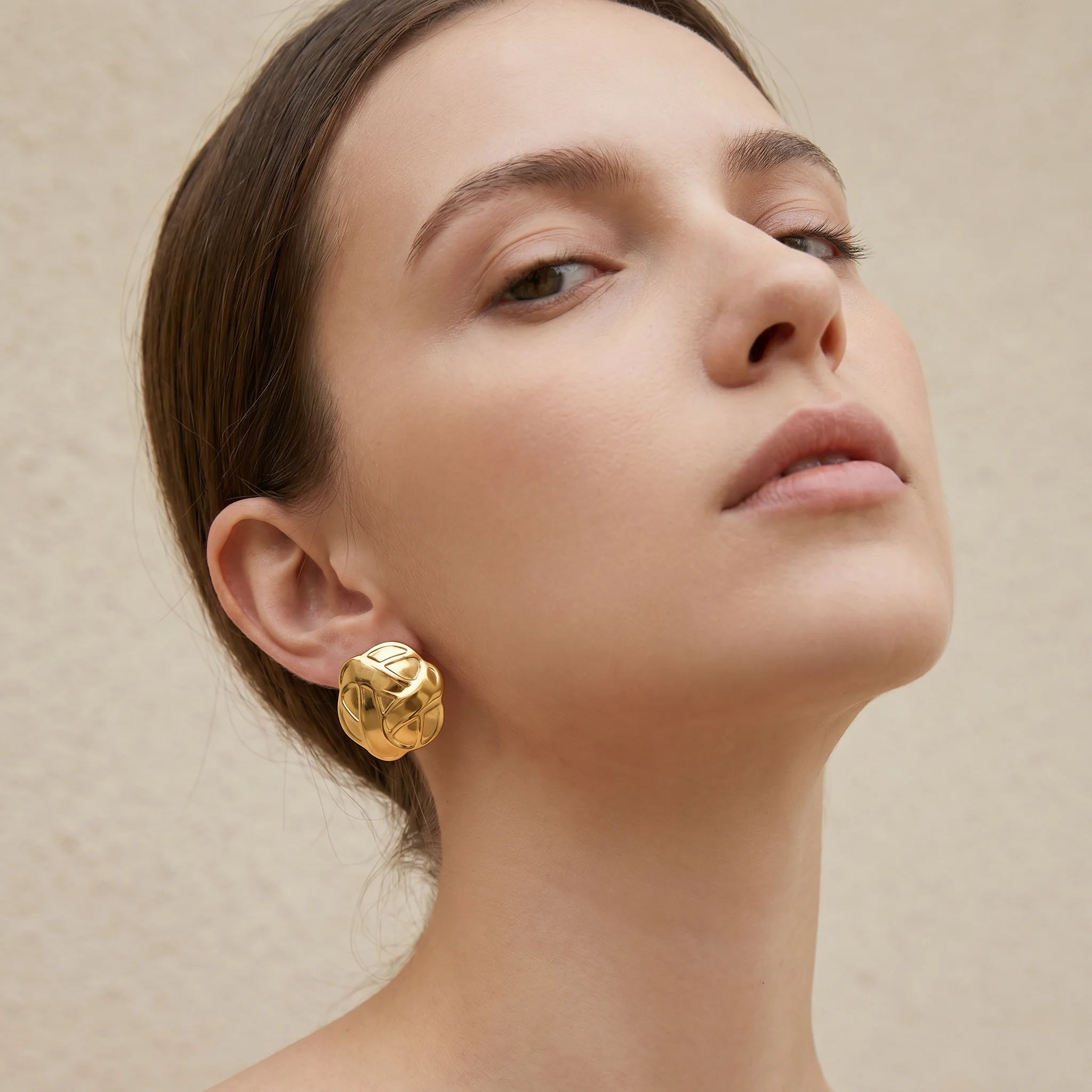 Trendy Chunky Braided Knot Earrings Stainless Steel Geometry Twisted Interweave Studs Fashion Daily Wear Jewelry For Ladies
