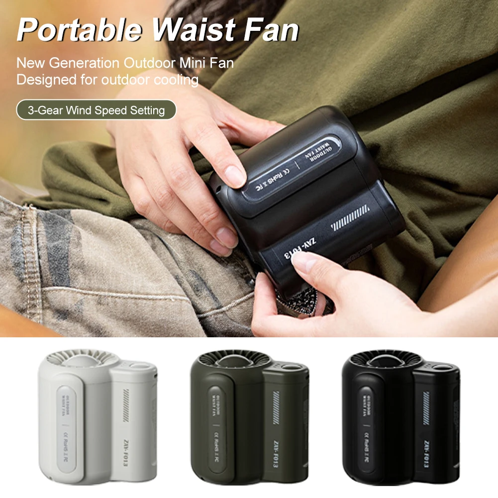 Portable Waist Hanging Fan Bladeless Electric Fan 4500mAh USB Charging Waist Fan With 3 Wind Speeds For Outdoor Camping Travel