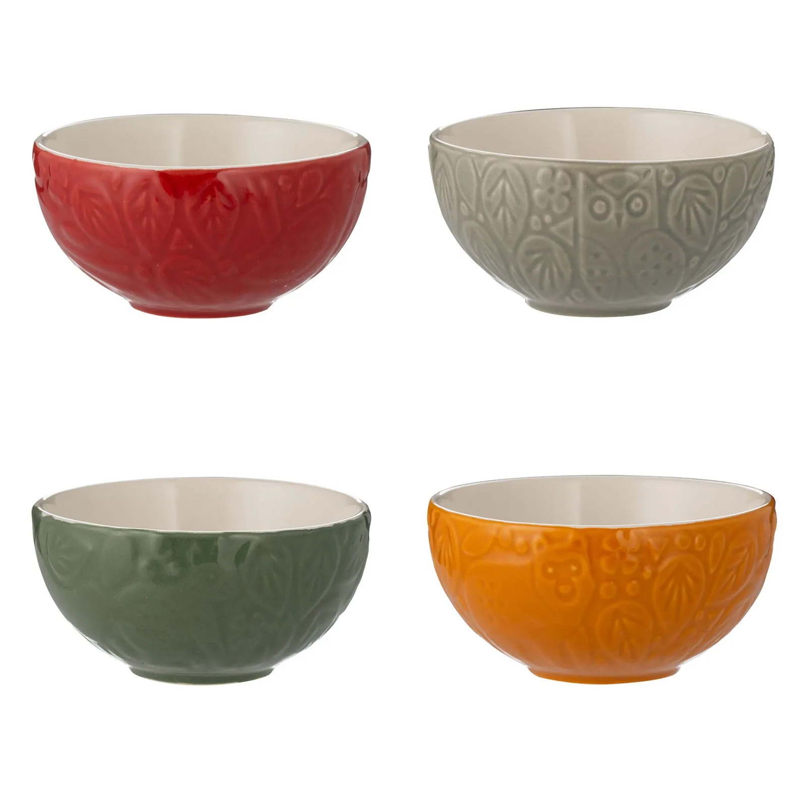 

Mini Mixing Bowls Set of 4 Stone Look with Relief Design Kitchen Prep Bowls for Baking Cooking Forest Theme Serveware