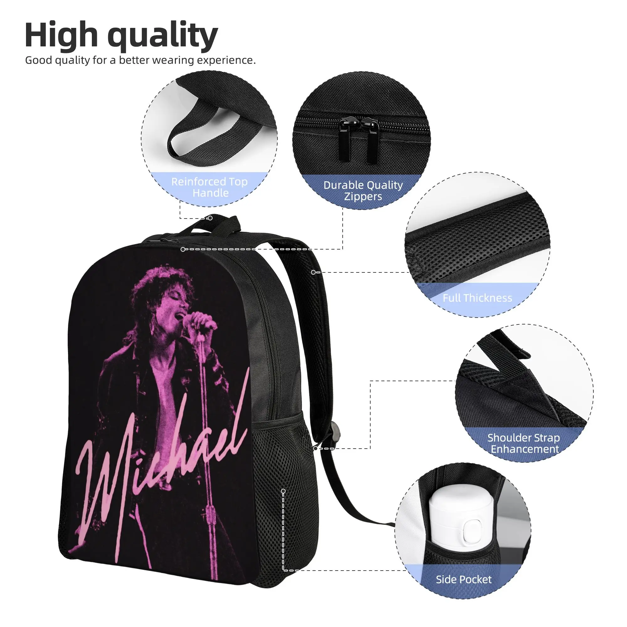 Michaels Jacksons Singer Pop Backpack for Men Women Cool Student Work Daypack  College Shoulder Bag Lightweight