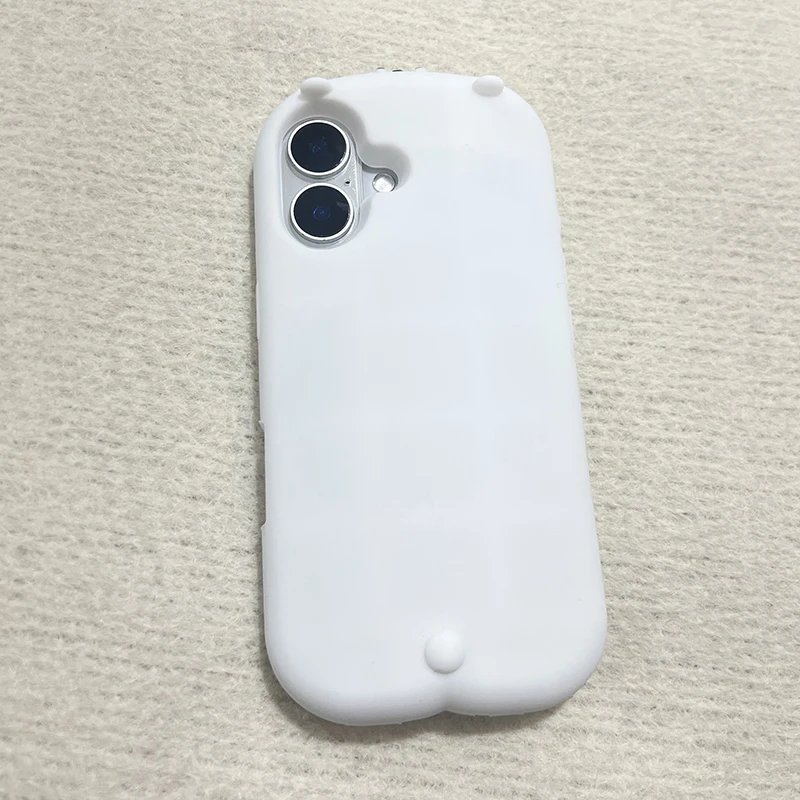 Funda de teléfono de silicona suave blanca con bonito oso 3D para iPhone 11, 12, 13, 14, 15 16 Pro Max, funda trasera de dibujos animados Kawaii