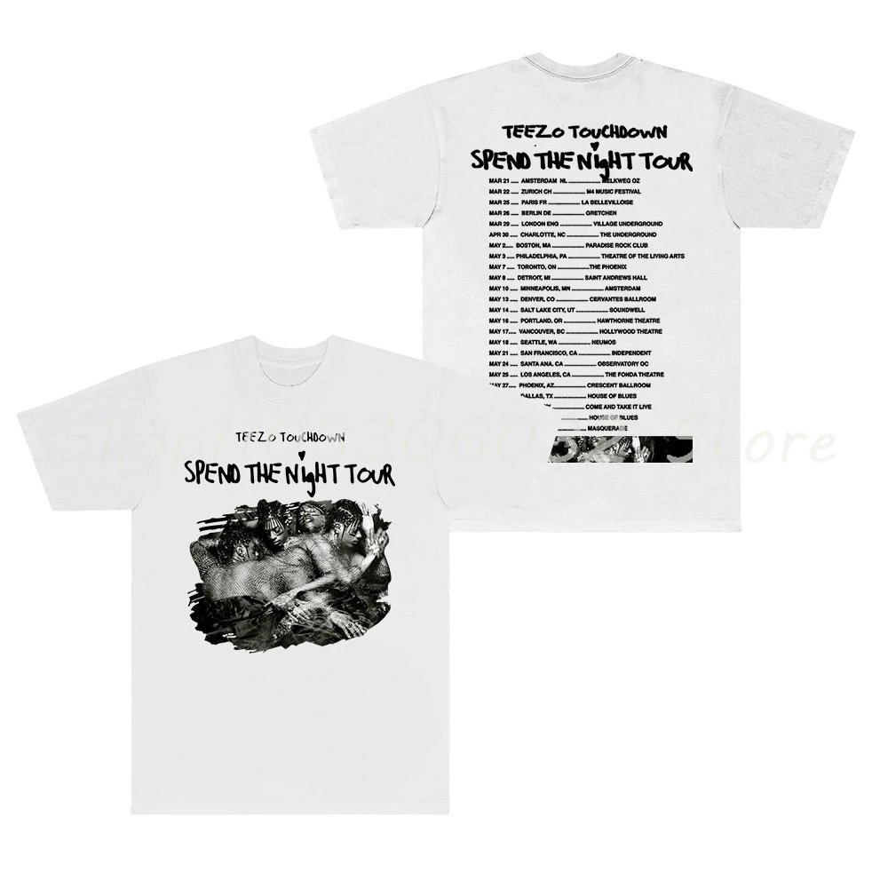 Teezo Touchdown Spend the Night Tour 2024 Merch T-Shirt Women Men Crewneck Short Sleeve Summer Tee