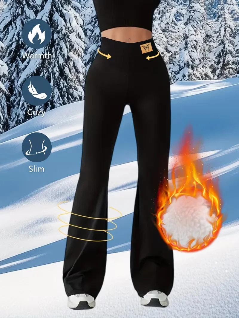 กางเกงทรงกระดิ่งเอวสูงสำหรับฤดูหนาว ให้ลุคสบายๆ ทันสมัย และอบอุ่น พร้อมซับในขนหนานุ่ม