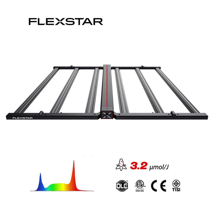 Hot selling：Flexstar Redline 3.2Umol/J 645W 4X4Ft Daisy-Chain Ip66 Rated Daimmable Full Spectrum Led Grow Light with Fully Seale