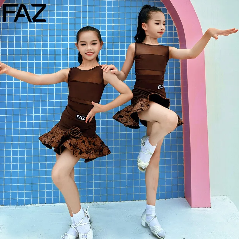 

Детская тренировочная одежда по индивидуальному заказу, платье для латинских танцев, тренировочный костюм для девочек, комплект, платья de danza совершенно