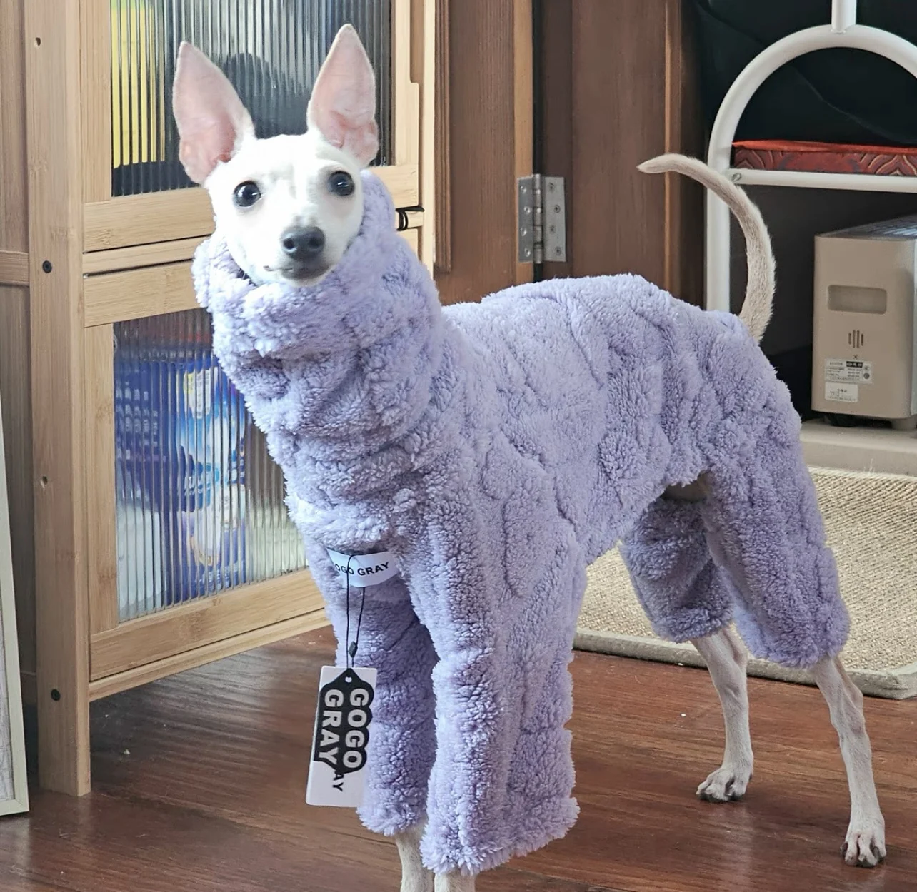 

Fashion Long-plush 4-Legged Purple Sweater for Greyhound Long Sleeves High-Neck Thick Warm Coat for Poodles Whippet Loungewear