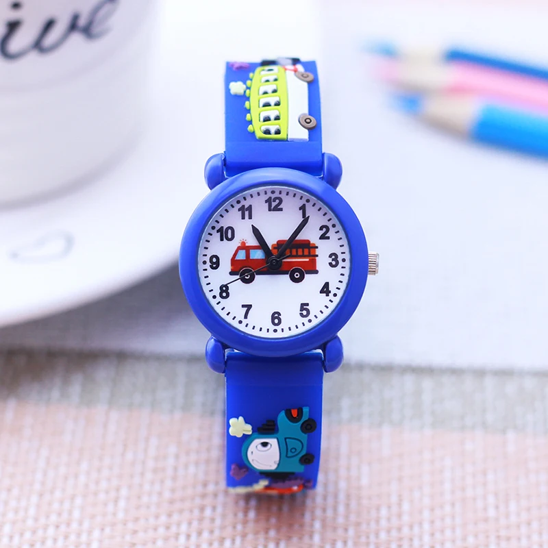 fashion cool children boys girls little kids school bus fire truck cartoon quartz watches babies holiday gifts toy watches