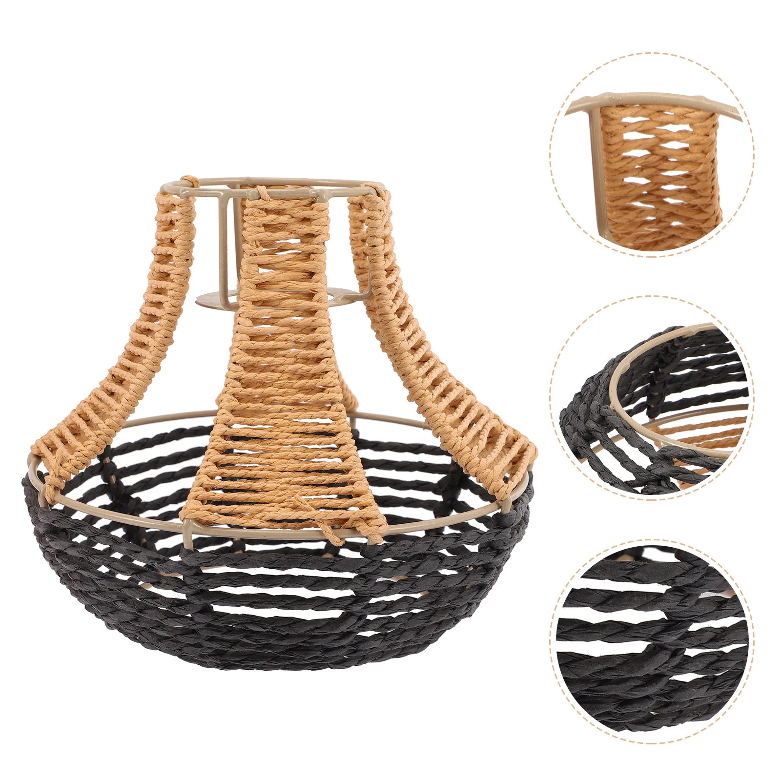 

Rattan Style Lamp Shade Woven Imitation Rattan Pendant Light Cover Decorative Ceiling Lamp Shade for Home Office Study Room Soft