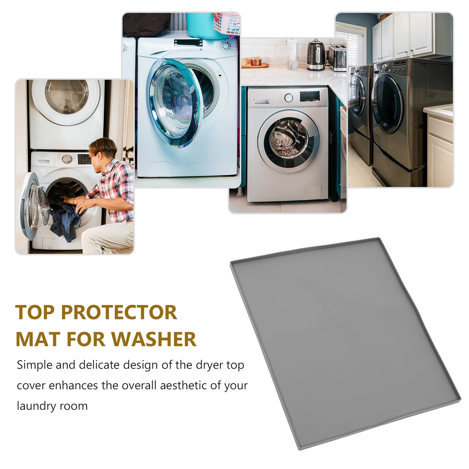 

Silicone Washer Top Protector Mat Waterproof Non-Slip Washing Machine Top Cover for Dryer and Washer Tops Household Use