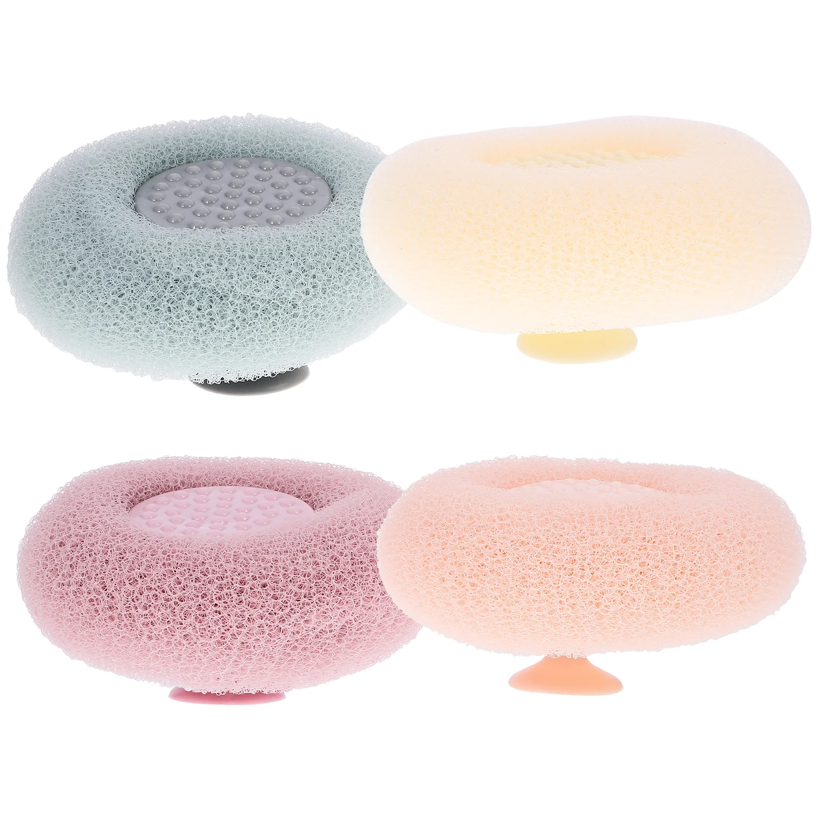 

Набор из 4 мочалок-шаров для тела с мощными присосками для легкого мытья спины и отшелушивания в душе