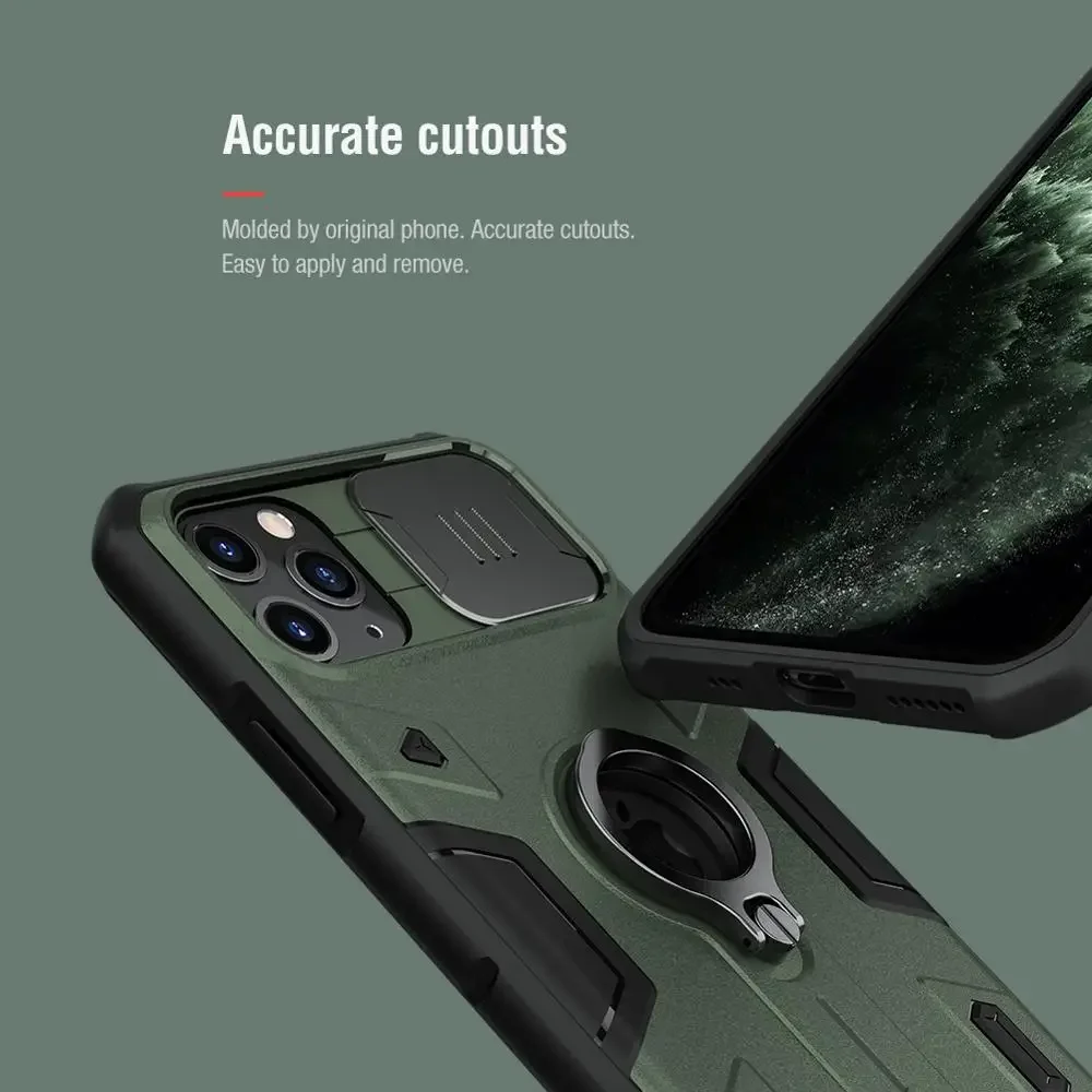 for iPhone 11 Pro Max / 11 Pro / 11 case NILLKIN Lens CamShied Armor Finger Ring Holder Case camera protection Back cover