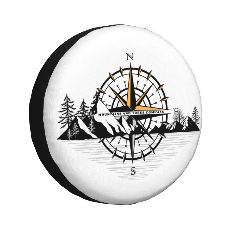 

Custom Mountains And Trees Compass Spare Tire Cover for Jeep Hummer SUV RV Car Wheel Protectors Accessories 14" 15" 16" 17" Inch