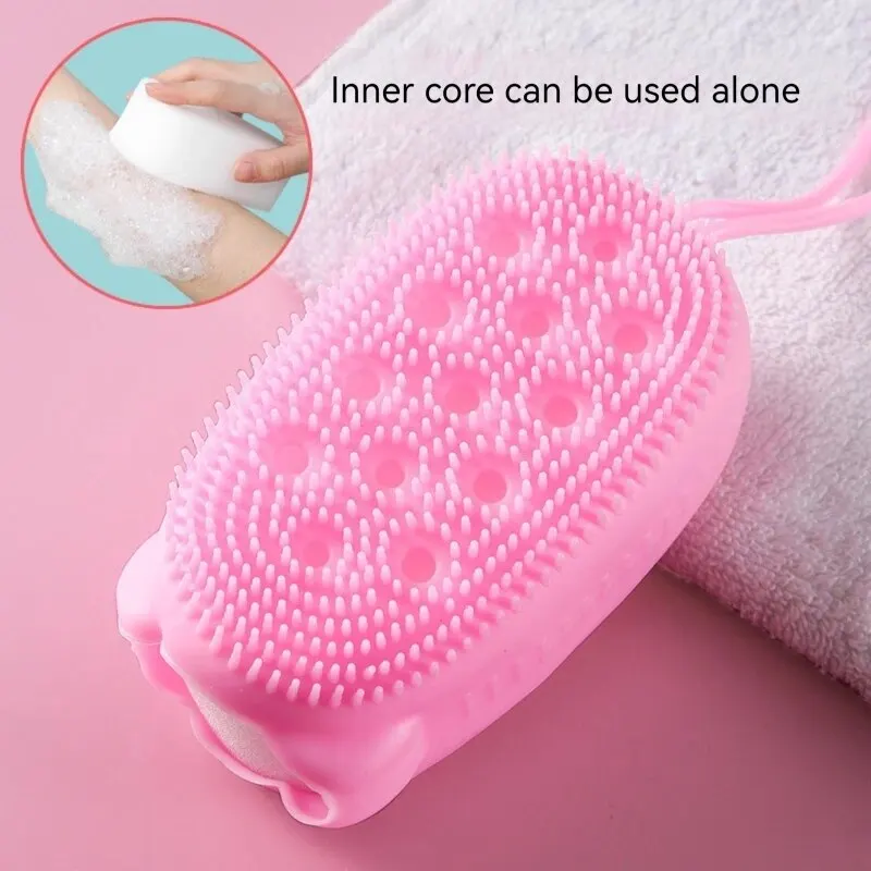 2PCS Silicone Bubble Brush Exfoliating Dry Skin Body Massage Cleaning Tool Double-Sided Silicone Scrubber Brush For Bath