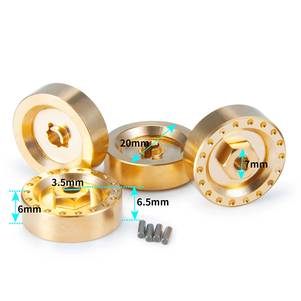 YEAHRUN 4Pcs Universal Brass Wheel Hub Axle Adapter Weights Counter Counterweight for Axial SCX24 1/24 RC Crawler Car Parts