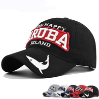 New Outdoor Fashion Shark Embroidery Baseball Cap Men Women One Happy Island Letter Sport Casual Cotton Sun Dad Hat Headwear Cap