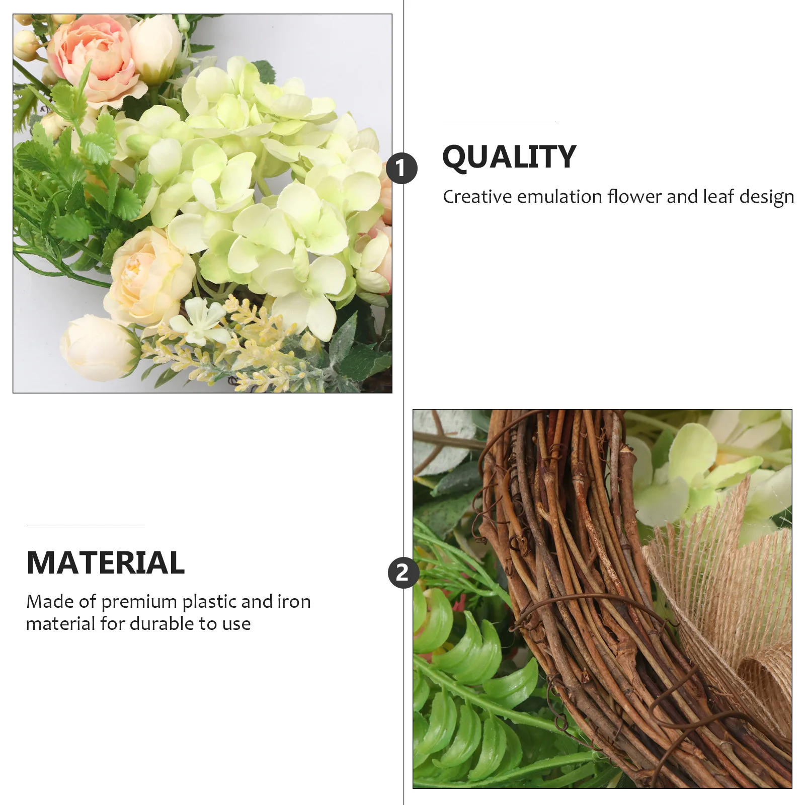 

1Pcs Simulated Hydrangea Leaf Floral Wreath Spring Home Door Hanging Decor Fresh Style Garland Wall Decoration Creative