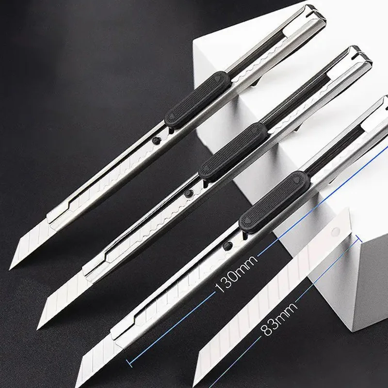 15pcs Stainless Steel Retractable Utility Knife 9mm Snap Off Blades Hobby Knife Box Cutter Perfect For Cutting At Home