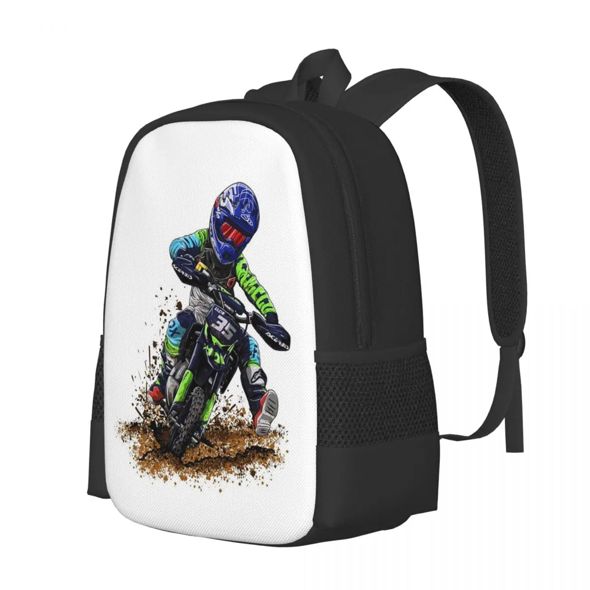Motocross Dirt Bike Studios MX Rider 35 Student Backpack School Bag Hiking Travel Daypack for Boys Girls Bookbag Shoulder Bags