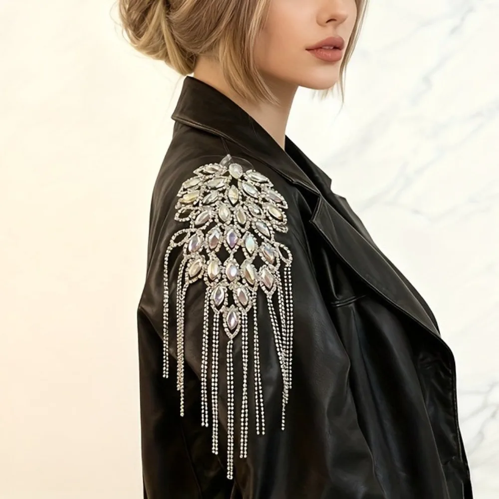 Fashionable Retro Peacock Tassel Shoulder Chain Decal Long Shoulder Accessory High-end Gold Silver Dress Set Accessories