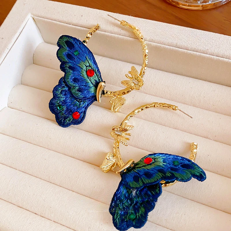 

New Chinese butterfly earrings women's high sense of ethnic style