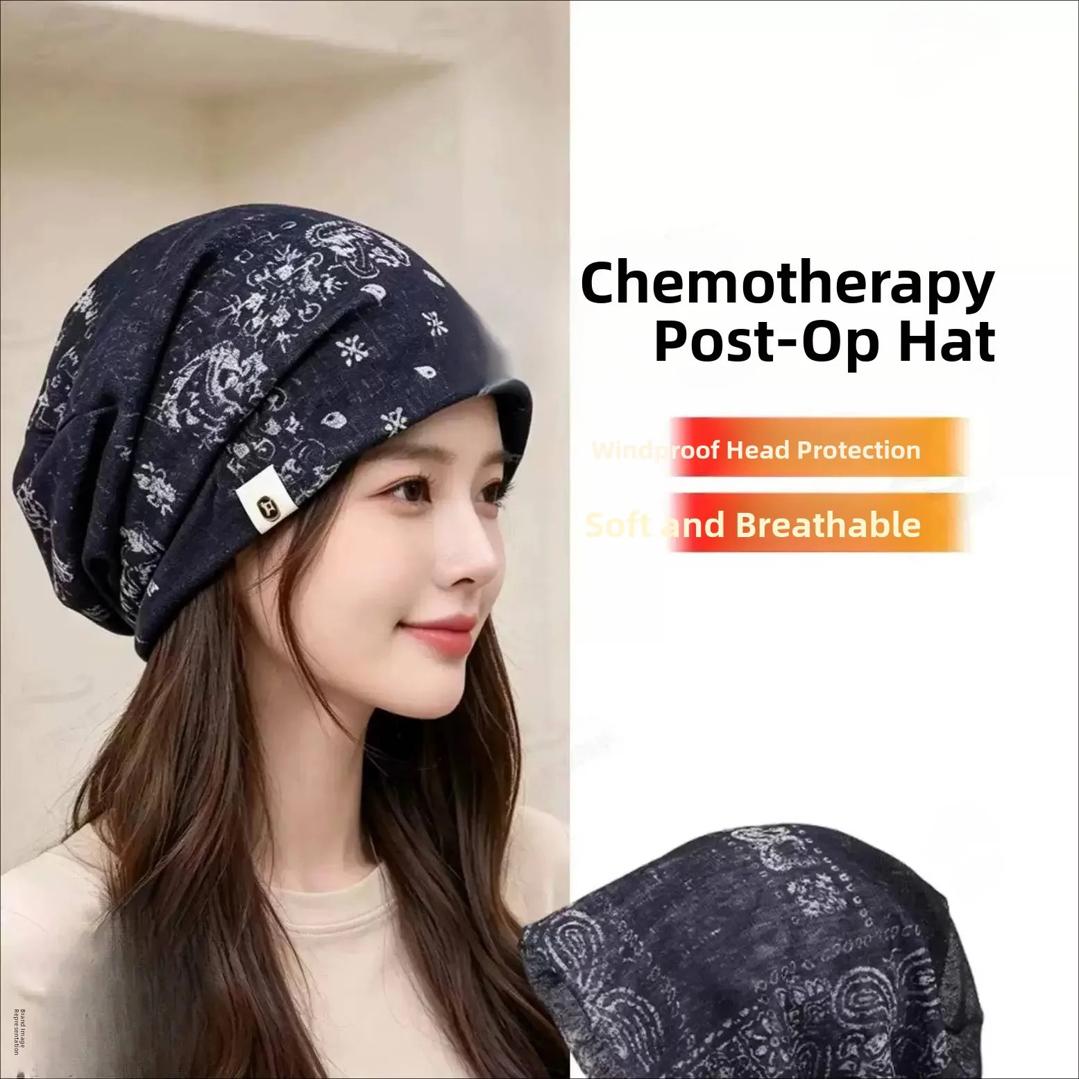 Chemotherapy Post-Loss Women's Thin Beanie Cap Breathable Head Wrap Hat for Surgery Hair Loss Autumn Season Lightweight