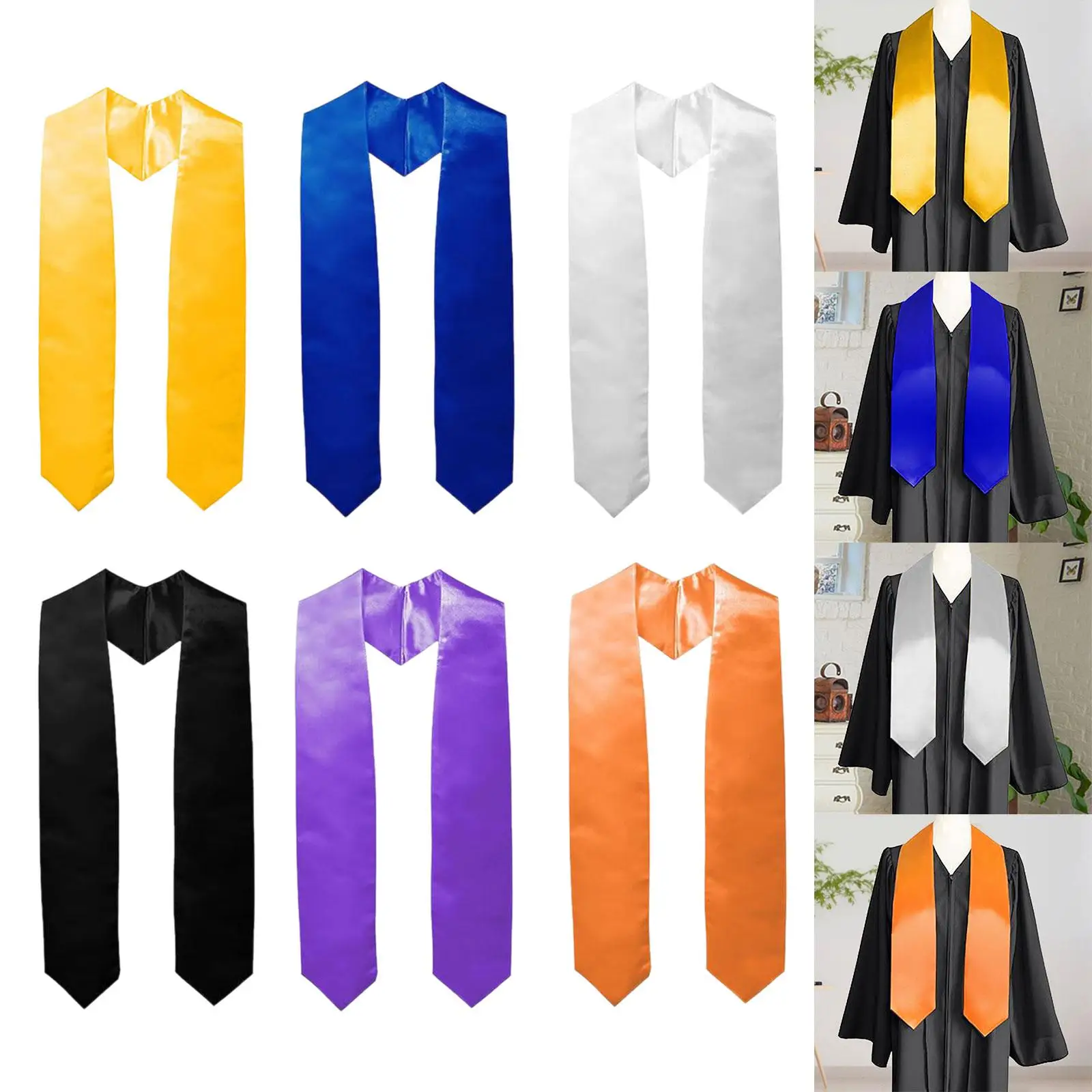 Graduation Stole for Adults Solid Color Shawl Graduation Gown Accessories 72inch
