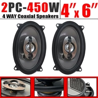 1Pair 450W 4X6 Inch 4-Way Car HIFI Coaxial Speaker Car Door Audio Music Stereo Tweeter Mid-woofer Full Range Frequency Speaker