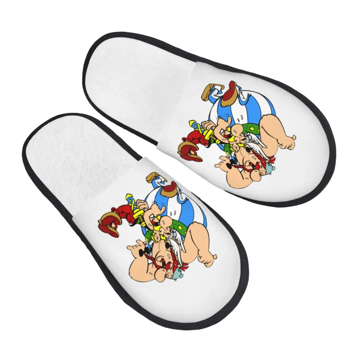 Custom Adventure Comic Asterix And Obelix Soft Memory Foam House Slippers Women Manga Getafix Dogmatix Comfy Anti-Skid Slipper