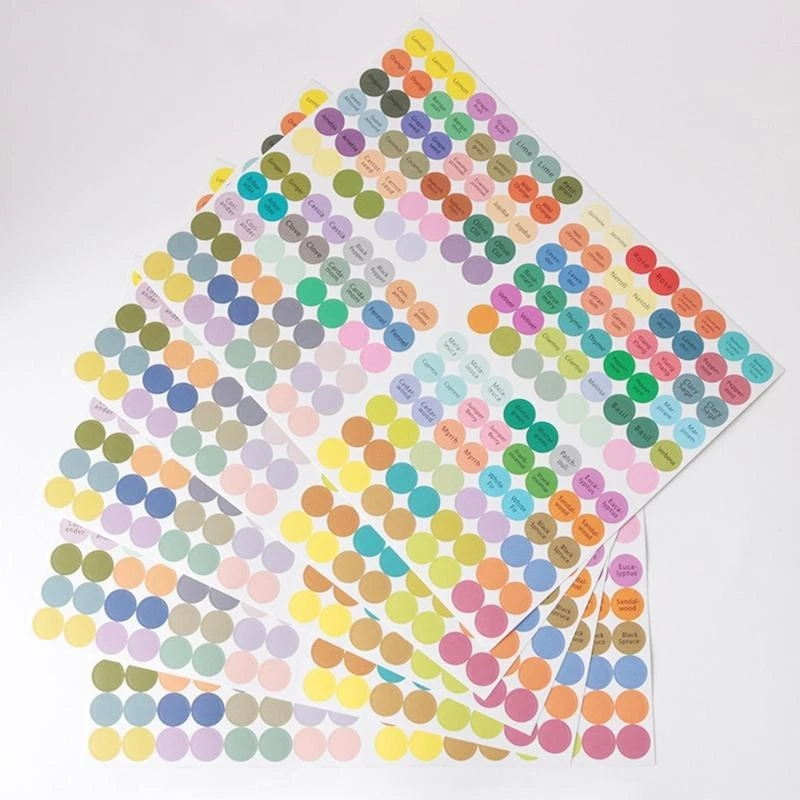 G99E 192pcs/Sheet Practical Colorful Paper Stickers Labels for Glass Essential Oil Bottles Cap Lid Labels Blank