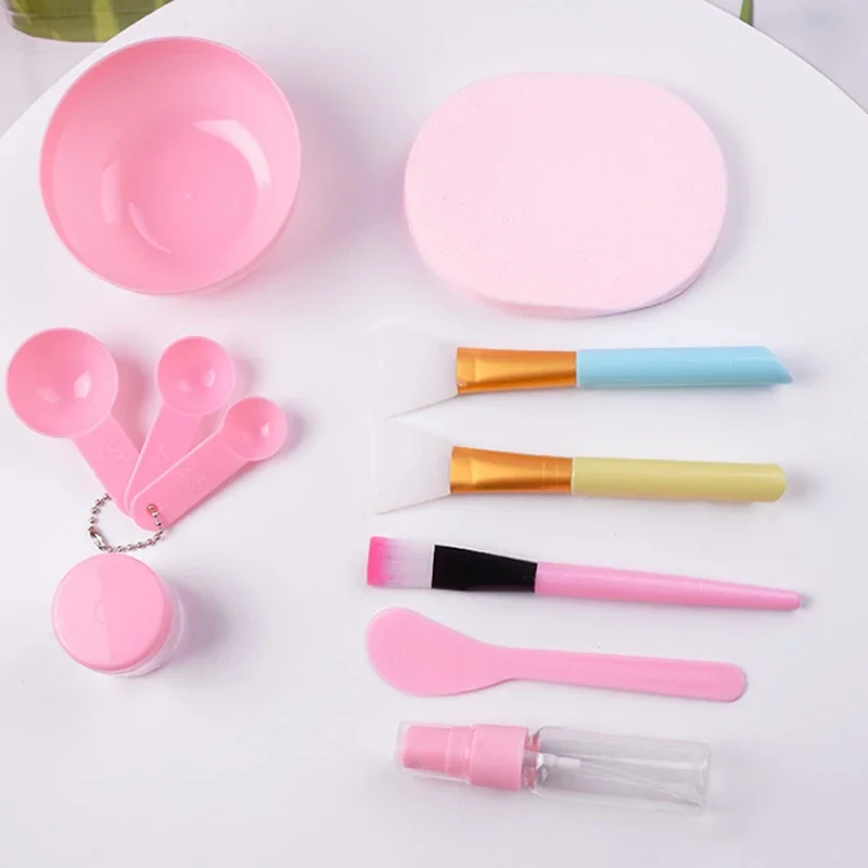 Juego de cuencos para máscara Facial, color rosa y verde, herramientas de belleza, botellas con cepillo, kits de herramientas para el cuidado de la piel, 9/11 Uds.