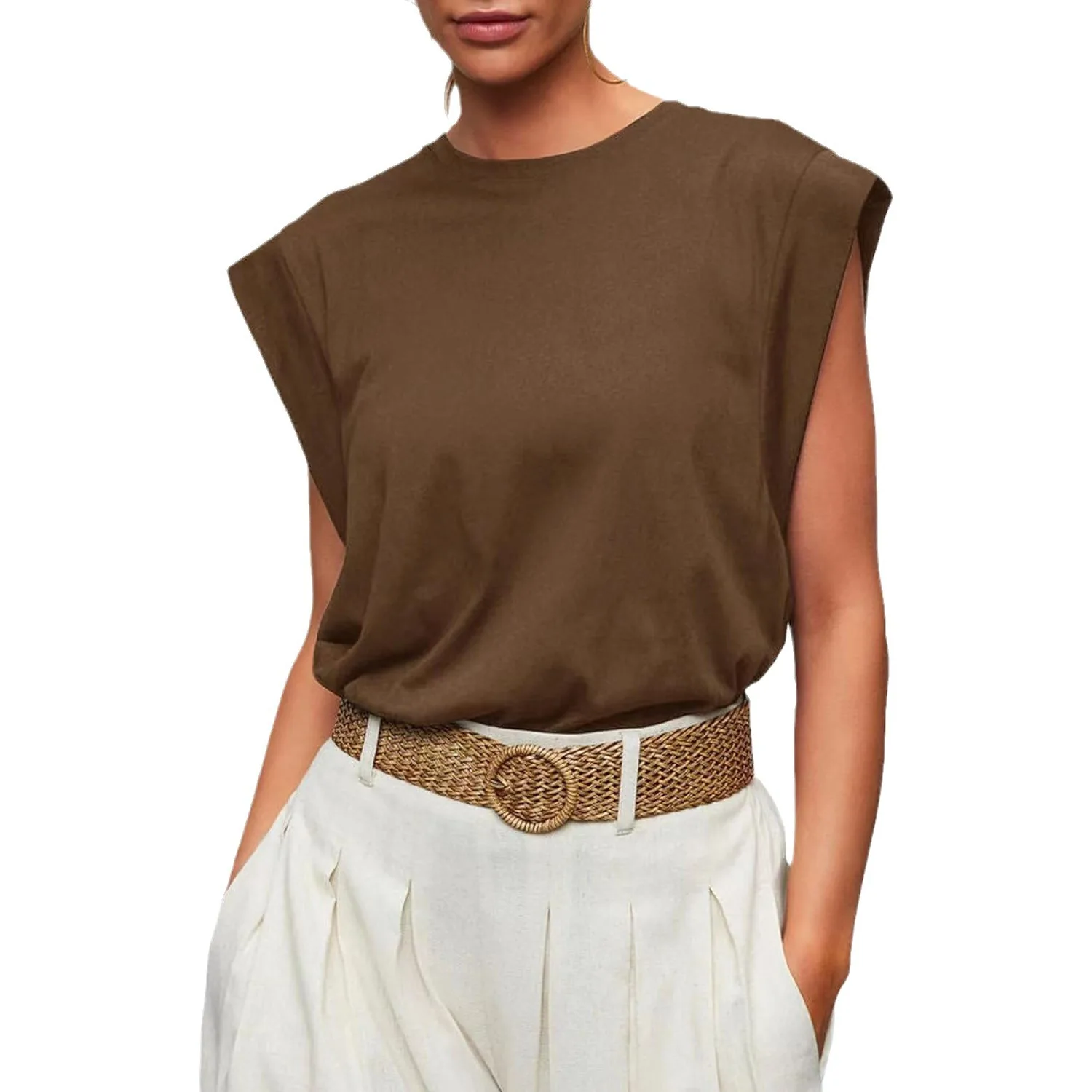 T-shirt ample ort Sve pour femmes, haut rond rayé, confortable et décontracté, Collection automne 2024