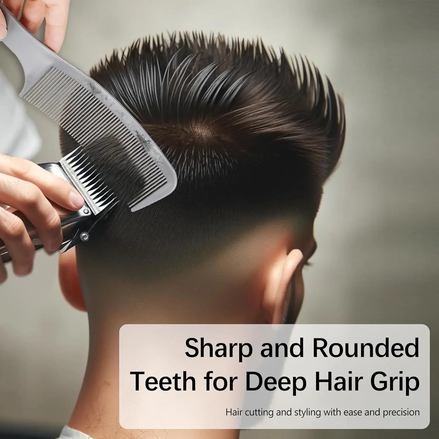 مجموعة مشط حلاقة منحني مكونة من 1/2 قطعة باللون الأسود: مثالية لقص الشعر وتصفيفه الاحترافي، تصميم مريح مسطح