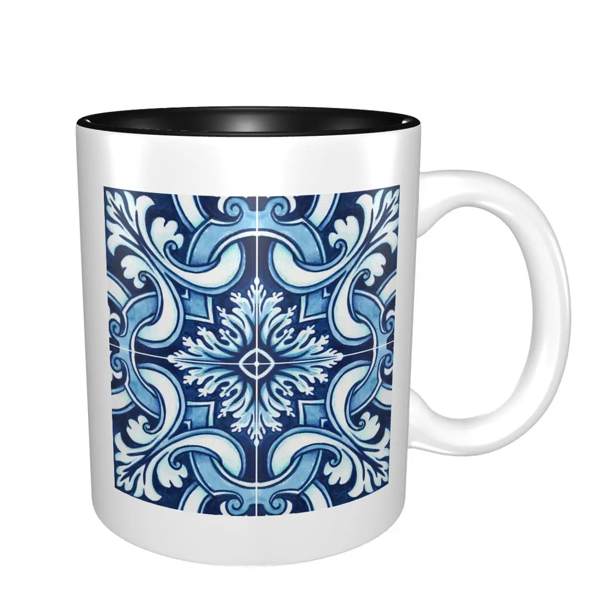 Mediterranean Mosaic Tiles Azulejos Mug Funny Ceramic Coffee Cups Tea Mugs Milk Cup Drinkware Gift for Woman Man
