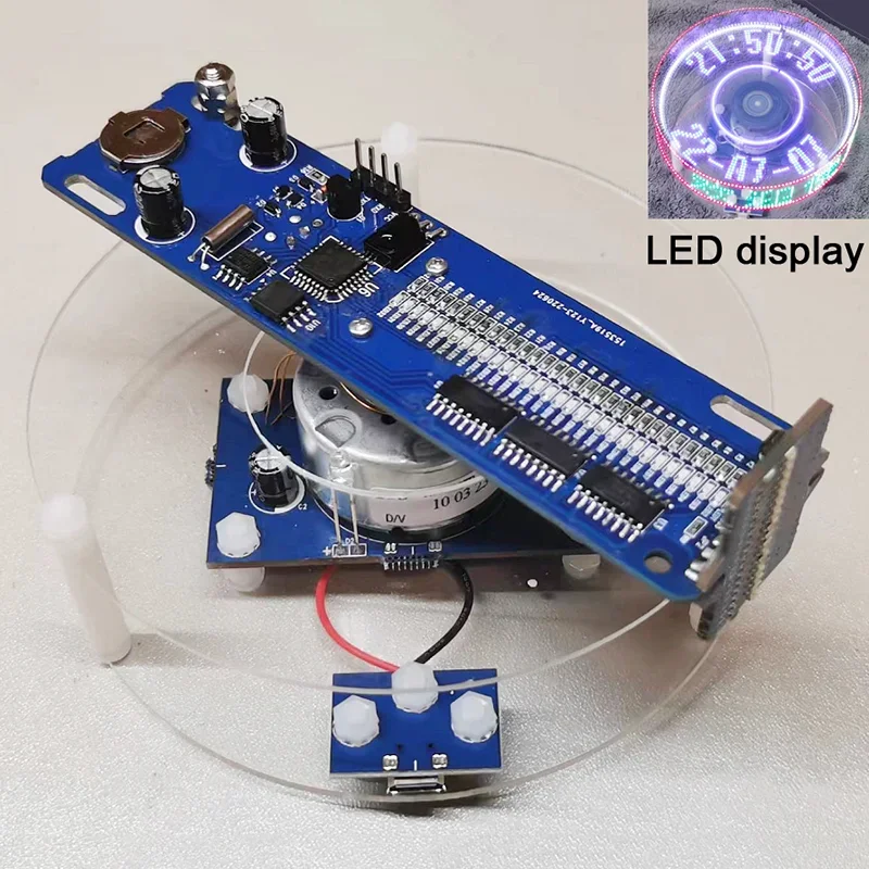 

Rotating LED Display Finished Model with Temperature Display Custom Pattern Clock DIY Rotating Creative Gift