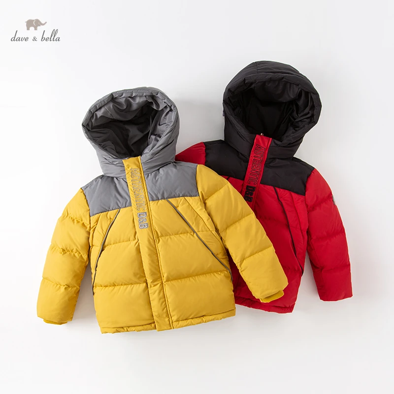 

DK4224357 Dave Bella Winter Baby Boys 5Y-13Y Fashion Solid Hooded Down Coat Children 90% White Duck Down Padded Kids Jacket