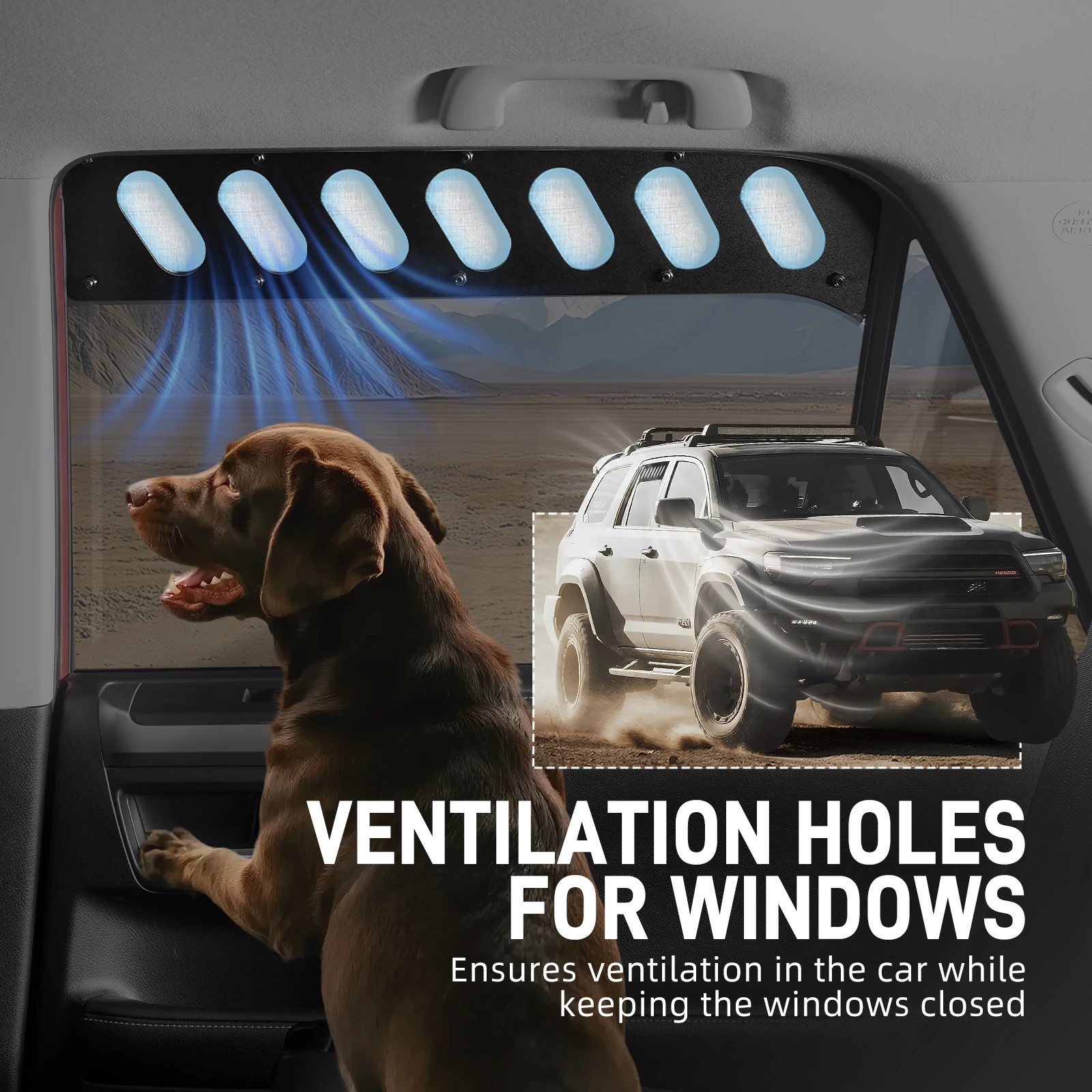 BEVINSEE Rear Door Glass Window Vents for Toyota 4Runner 2010-2021, Anti-insect and Anti-theft, Car Accessories