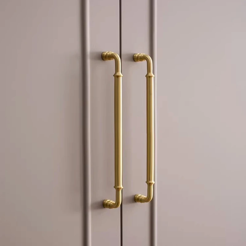 Solid Brass Cabinet Handle Sleek Furniture Hardware Cupboard Kitchen Handle Dressers Wardrobe Cabinet Drawer Knobs Gold Handle