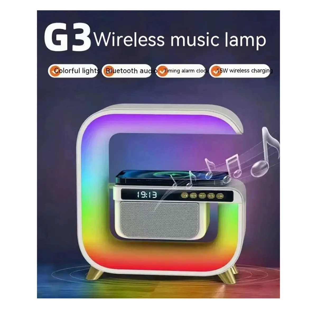 

Efficient Bluetooth Speaker Alarm Clock 15W Wireless Charging Colorful Light