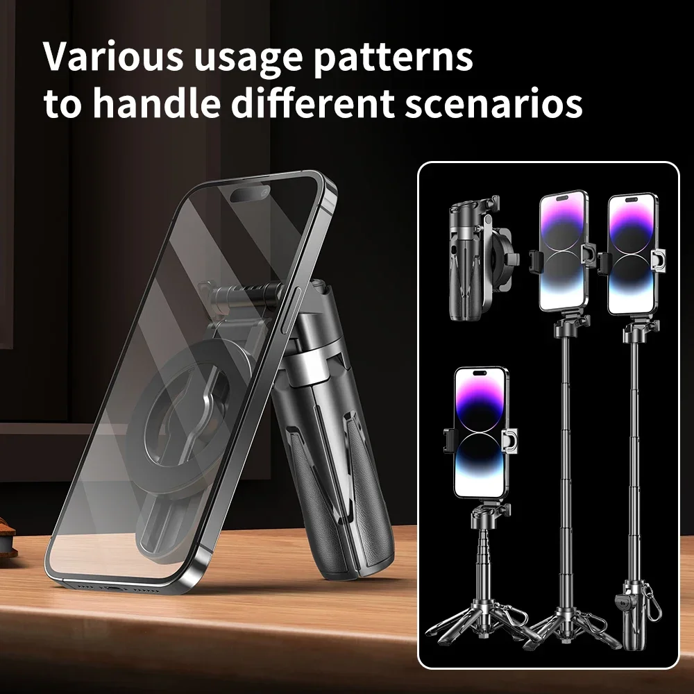 

3 in 1 Phone Stand Smart Phone Mini Telescopic Tripod Magnetic Selfie Sticks for Vlog Live Broadcast Self-timer Stick