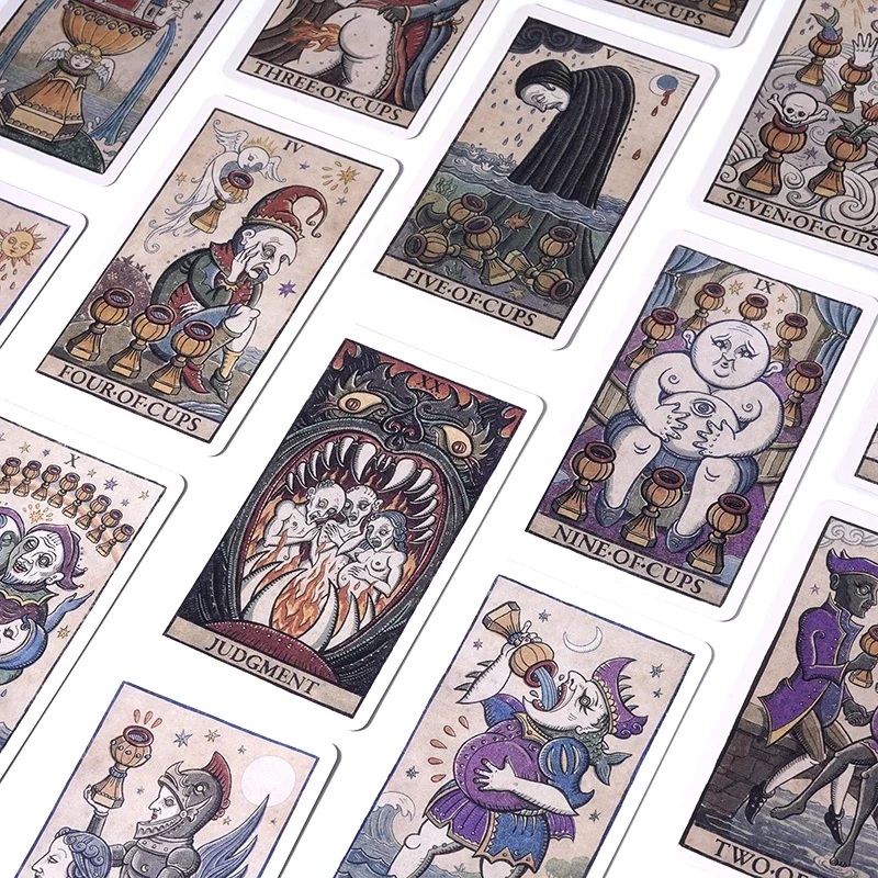 Trionfi della Luna Tarot 78-Card Deck with PDF Guidebook Fortune Telling Card Game Travel version