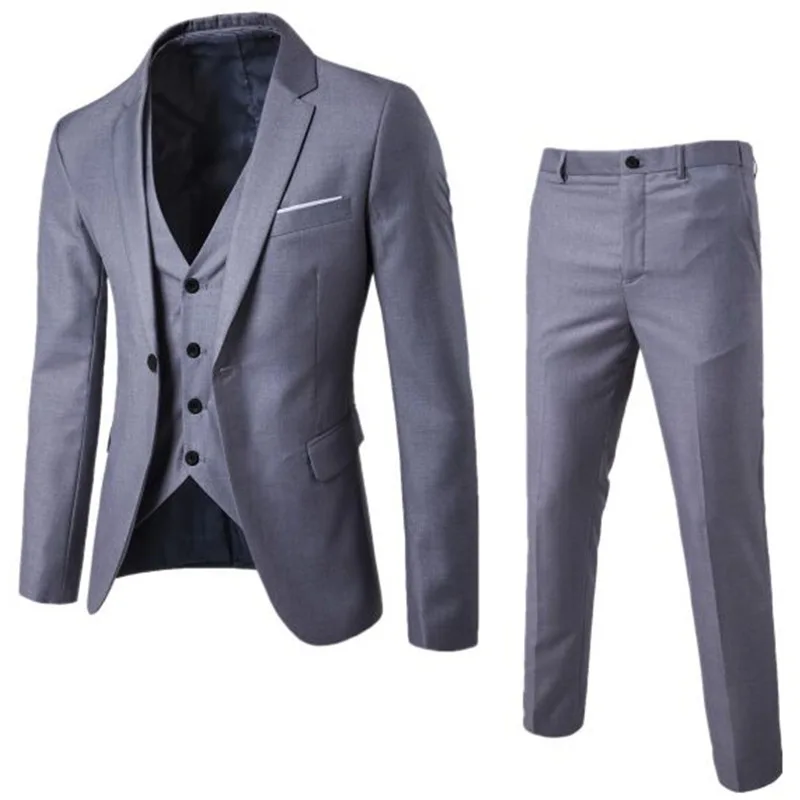 

Men Three Piece Suit Sets Full Sleeve Blazers Long Pants Turn Down Collar Slim Fit Evening Wedding Formal Classic 2026 Spring