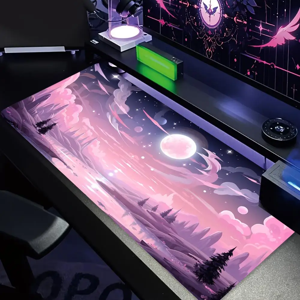 الوردي تحت عنوان زهر الكرز مشهد كبير ماوس الوسادة حصيرة مكتبية الألعاب الحصير عدم الانزلاق مخيط حافة لوحة المفاتيح ماوس مكتب البساط