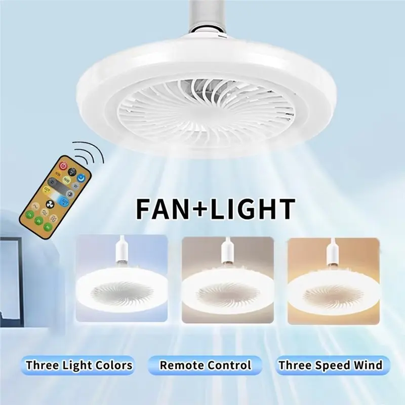 B08B-E27 LED Ceiling Fan Light 2-In-1 Fan And Lamp 3-Speed Modes Remote Control Included For Bedroom For Living Room