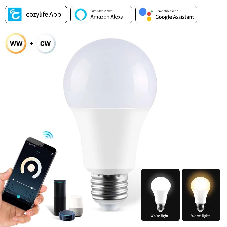 

220V 110V Smart LED Light Bulb 12W 15W 20W Bluetooth WiFi Connection APP Control Used in Conjunction with Alexa Google Home