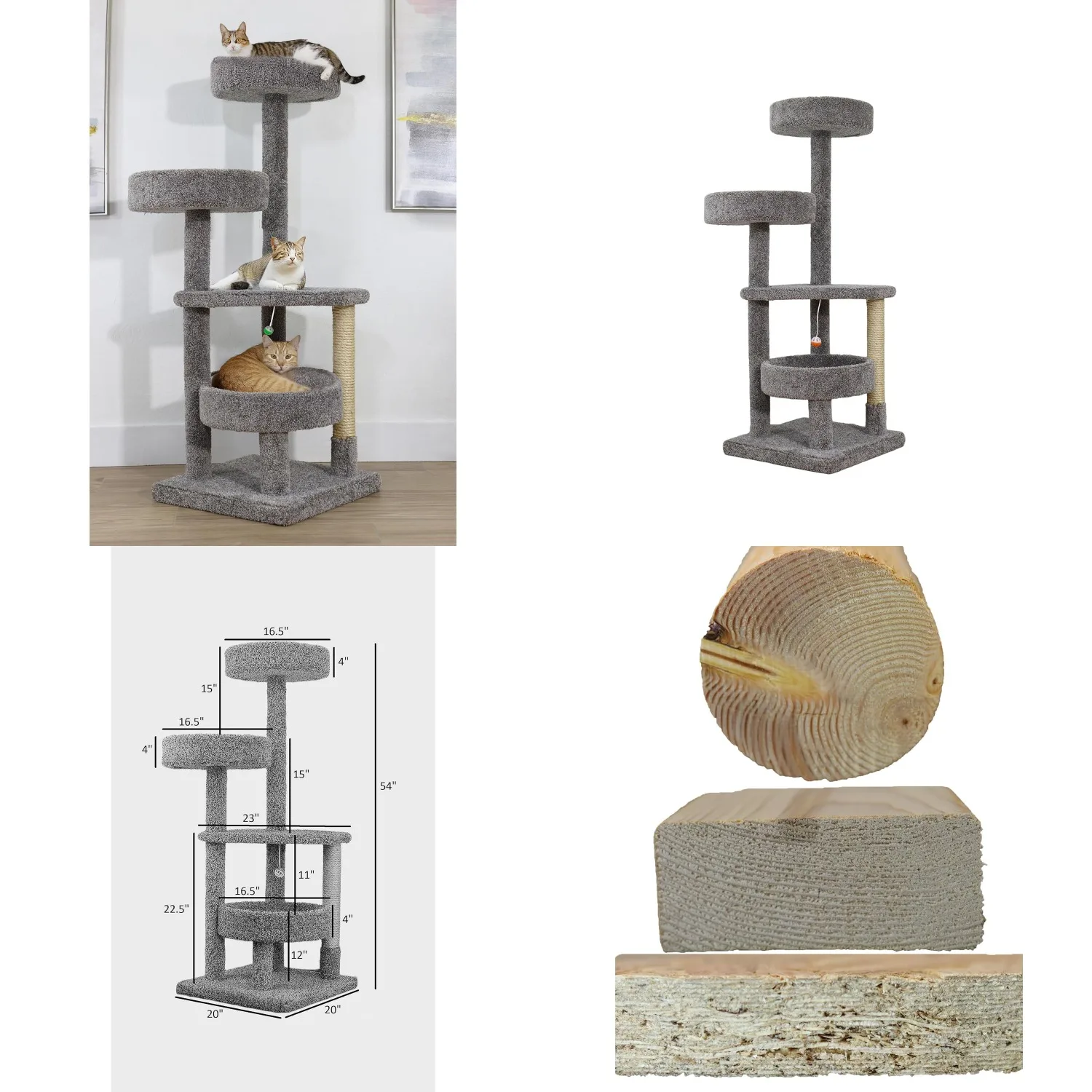 

Solid Wood Sturdy Cat Tower with Beds, Customized