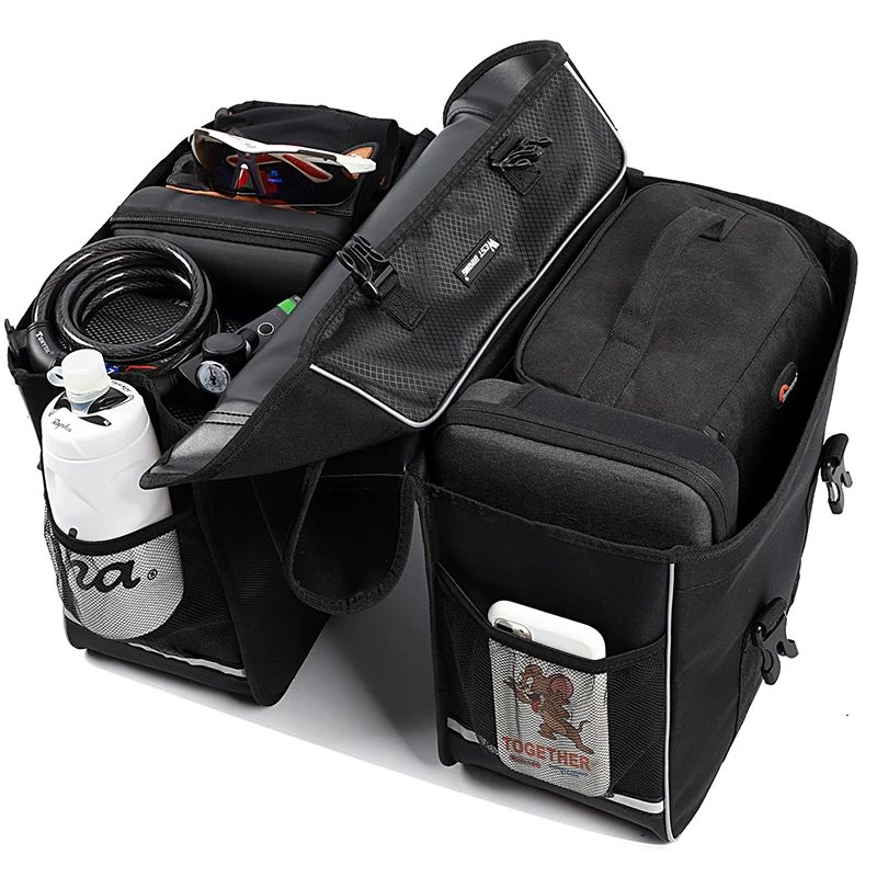 WEST BIKING 自転車バッグ 28L 多機能サドルバッグ 防水 MTB バイクラックバッグ 旅行 2 in 1 大容量 自転車リアバッグ