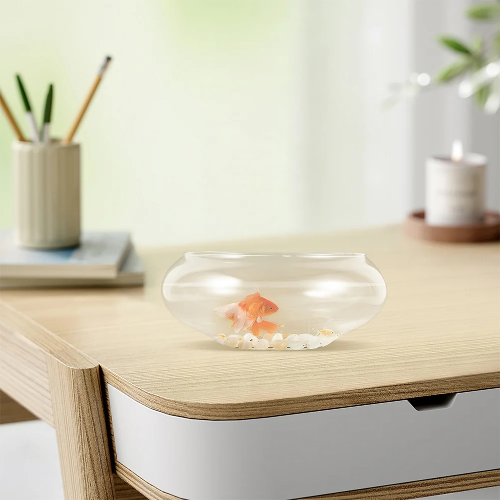 

2Pcs Glass Water for Hydroponic Succulents and Fish Round Transparent Vase Bowl Decorative Desktop Terrarium Home