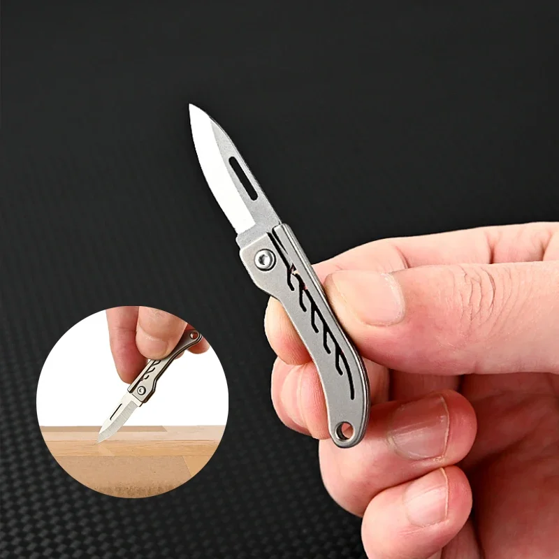 Mini Titanium Alloy Open Box Folding Knife Outdoor Camping Mini Pocket Knife EDC Portable High Hardness Open Box Sharp Knife